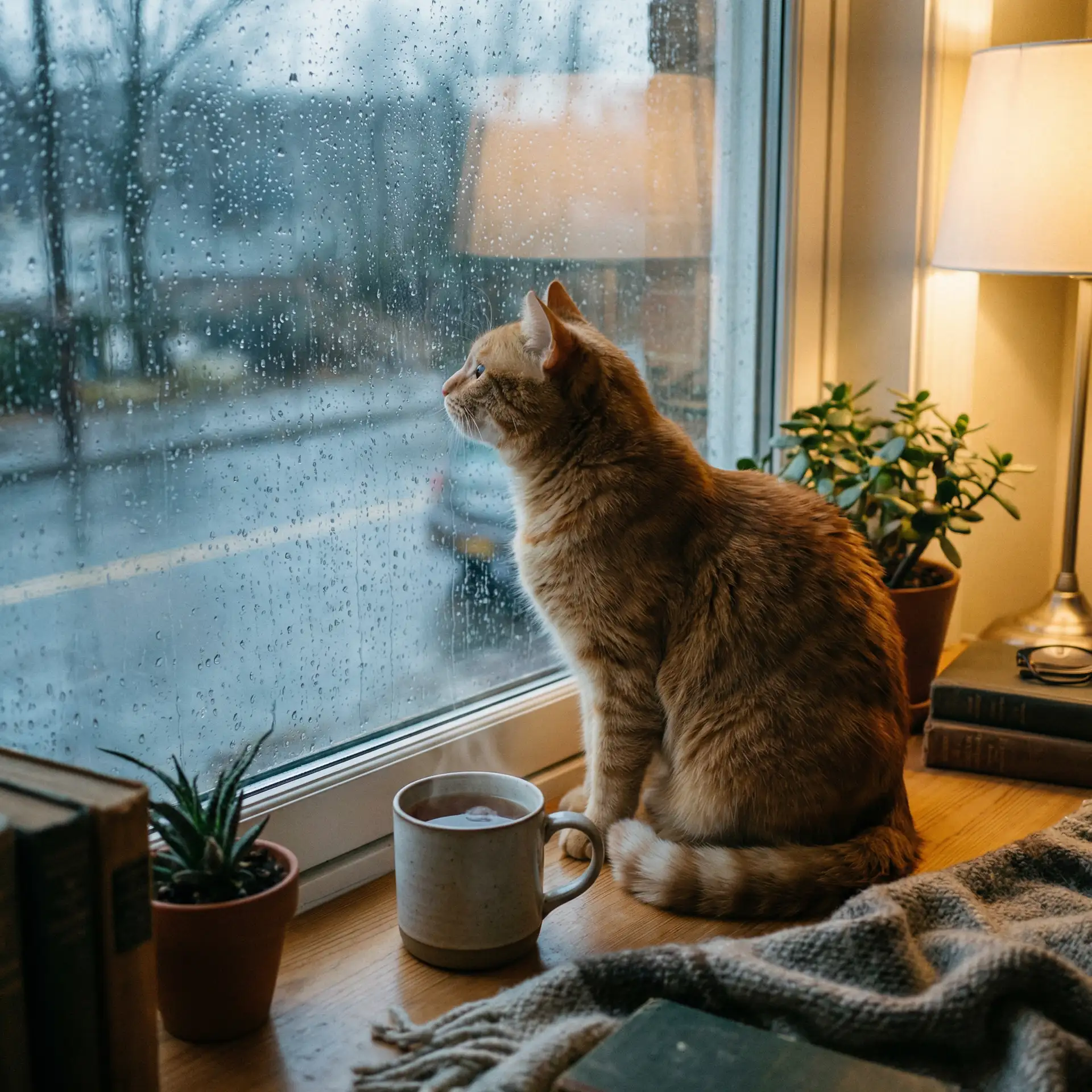 猫咪望着窗外的雨 - 男生插曲女生下边身体视频